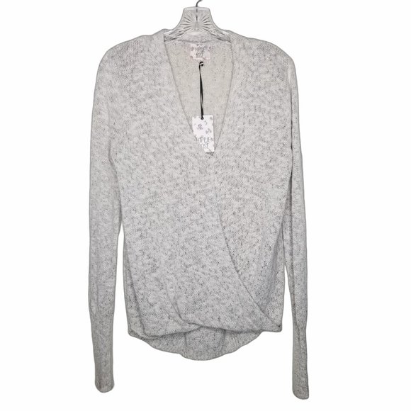 Hippie Rose Tops - Hippie Rose Junior's Light Heather Gray V-Neck Long Sleeve Knit Sweater Small